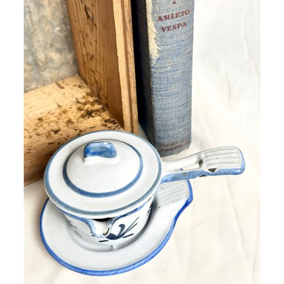 3-Piece Smorpanna Husqvarna Bluebird Vintage BUTTER WARMER, Maple Syrup, Sweden - Picture 8 of 10